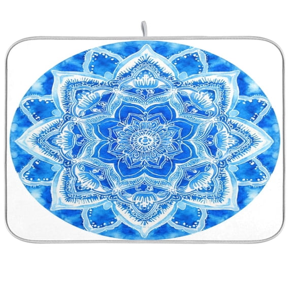 Iauyy Dish Drying Mat for Kitchen Counter, Super Absorbent & Hanging 16x18 / 18x24 Inch (S/M) Indian Patterns