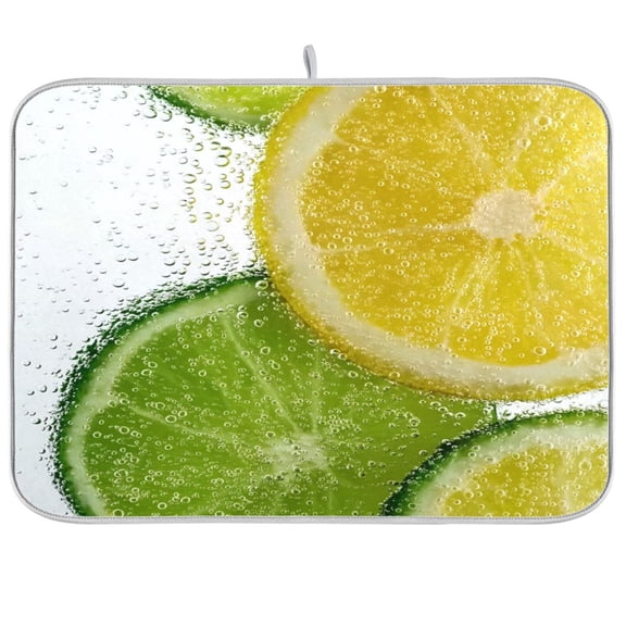Iauyy Dish Drying Mat for Kitchen Counter, Super Absorbent & Hanging 16x18 / 18x24 Inch (S/M) Lemon