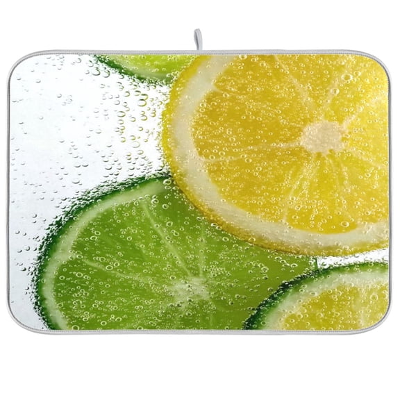 Iauyy Dish Drying Mat for Kitchen Counter, Super Absorbent & Hanging 16x18 / 18x24 Inch (S/M) Lemon