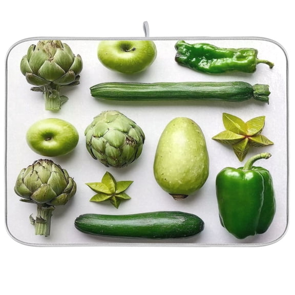 Iauyy Dish Drying Mat for Kitchen Counter, Super Absorbent & Hanging 16x18 / 18x24 Inch (S/M) Many Green