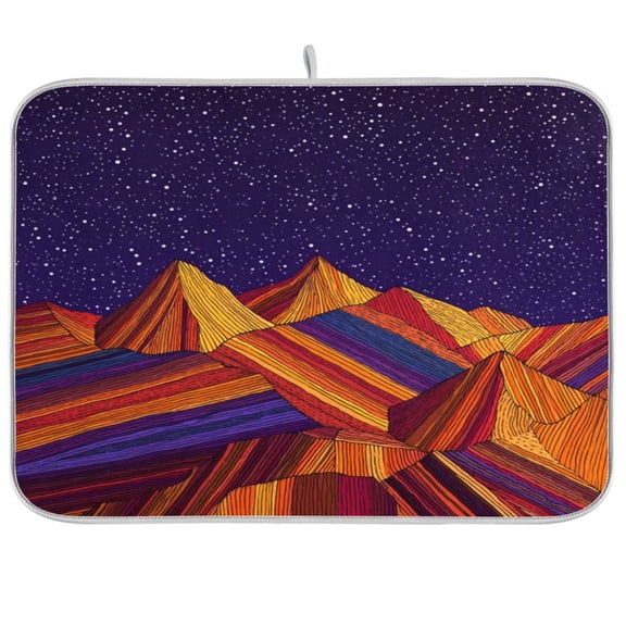 Iauyy Dish Drying Mat for Kitchen Counter, Super Absorbent & Hanging 16x18 / 18x24 Inch (S/M) Mountain Range