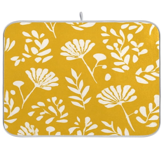 IAUYY 18 x 24 Inch Dish Drying Mat Dish Drying Mat Microfiber Kitchen Mats Large Counter Absorbent Dish Pad Drainer Rack Mustard Yellow