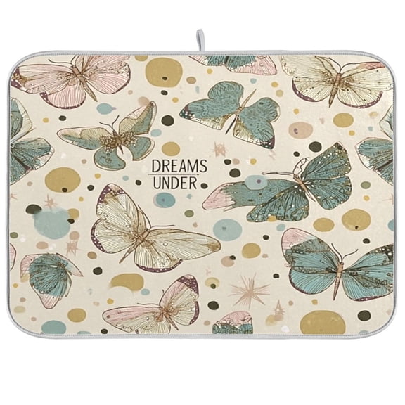 Iauyy Dish Drying Mat for Kitchen Counter, Super Absorbent & Hanging 16x18 / 18x24 Inch (S/M) Oil Painting Of A Butterfly