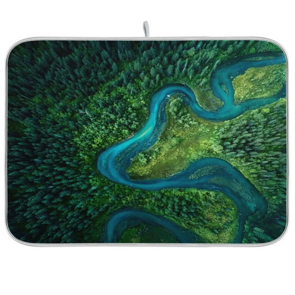 IAUYY 18 x 24 Inch Dish Drying Mat Dish Drying Mat Microfiber Kitchen Mats Large Counter Absorbent Dish Pad Drainer Rack Overlooking The Verdant Landscape