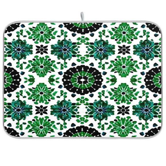 Iauyy Dish Drying Mat for Kitchen Counter, Super Absorbent & Hanging 16x18 / 18x24 Inch (S/M) Pattern Symmetry Model