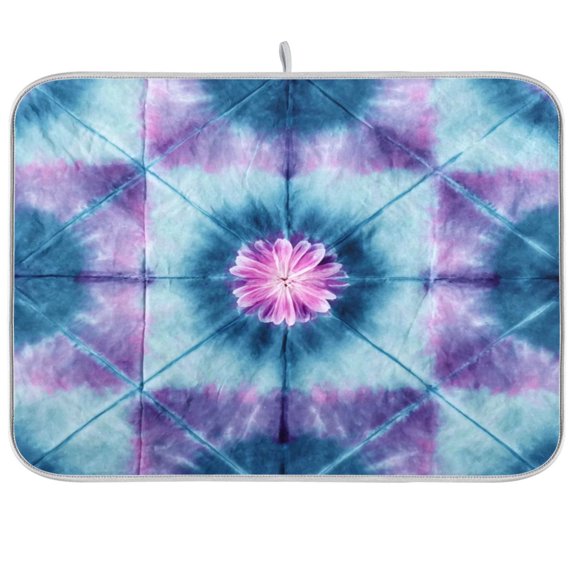 Iauyy Dish Drying Mat for Kitchen Counter, Super Absorbent & Hanging 16x18 / 18x24 Inch (S/M) Purple Tie-dye
