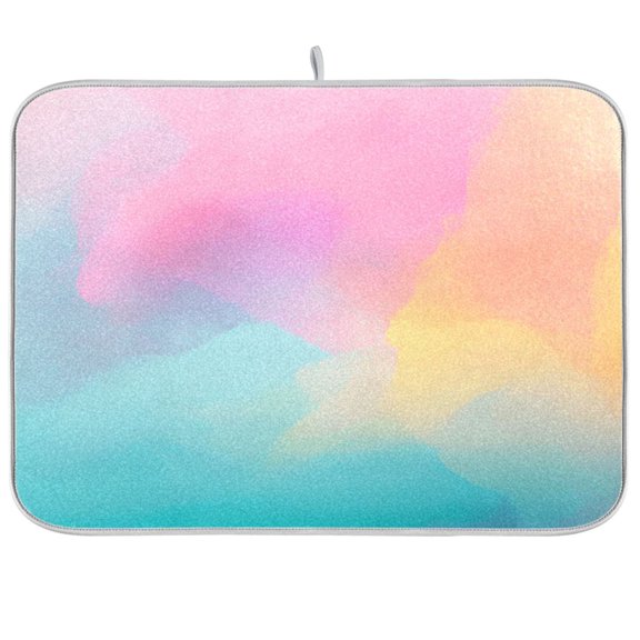 Iauyy Dish Drying Mat for Kitchen Counter, Super Absorbent & Hanging 16x18 / 18x24 Inch (S/M) Rainbow-colored and Shining