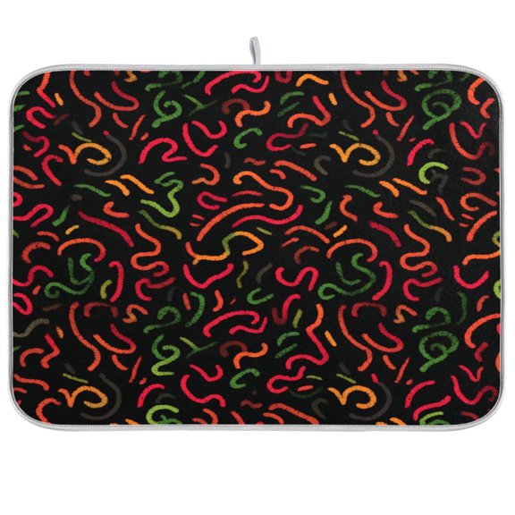 Iauyy Dish Drying Mat for Kitchen Counter, Super Absorbent & Hanging 16x18 / 18x24 Inch (S/M) Red and Green Lines