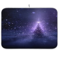 IAUYY 16 x 18 Inch Dish Drying Mat Dish Drying Mat Microfiber Kitchen Mats Large Counter Absorbent Dish Pad Drainer Rack Shining Christmas Tree