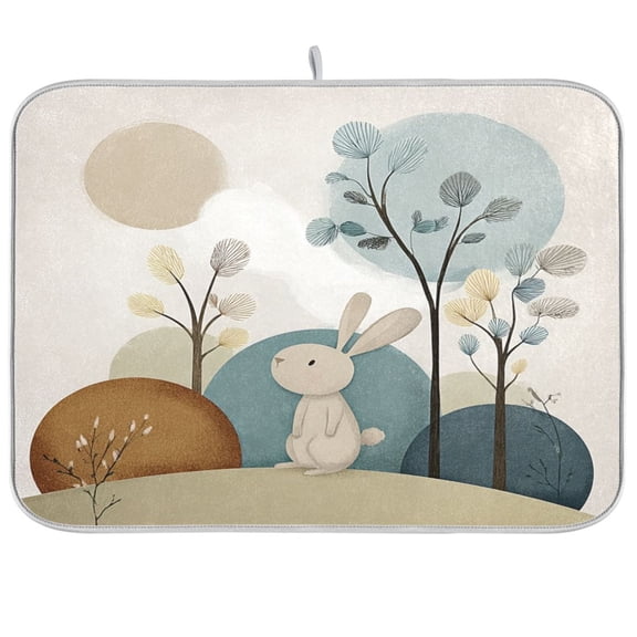 Iauyy Dish Drying Mat for Kitchen Counter, Super Absorbent & Hanging 16x18 / 18x24 Inch (S/M) Simple Sketch Of A Rabbit