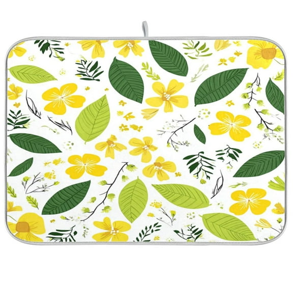 IAUYY 18 x 24 Inch Dish Drying Mat Dish Drying Mat Microfiber Kitchen Mats Large Counter Absorbent Dish Pad Drainer Rack Small Floral Pattern