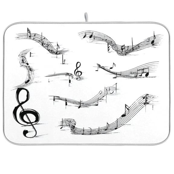 Iauyy Dish Drying Mat for Kitchen Counter, Super Absorbent & Hanging 16x18 / 18x24 Inch (S/M) Smooth Curved Notes