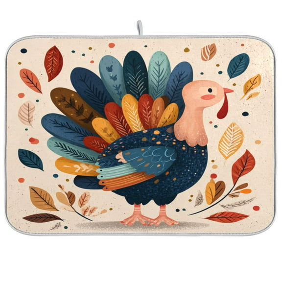 IAUYY 18 x 24 Inch Dish Drying Mat Dish Drying Mat Microfiber Kitchen Mats Large Counter Absorbent Dish Pad Drainer Rack Surrounded by Autumn Leaves