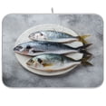 thumbnail image 1 of Iauyy Dish Drying Mat for Kitchen Counter, Super Absorbent & Hanging 16x18 / 18x24 Inch (S/M) Three Fresh Fish, 1 of 8