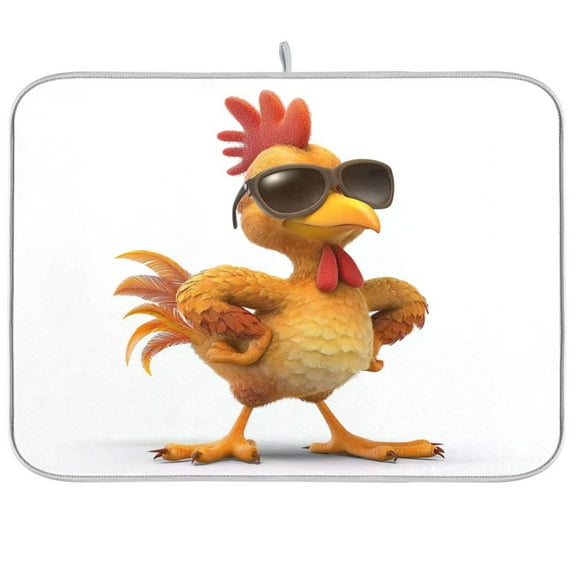 IAUYY 18 x 24 Inch Dish Drying Mat Dish Drying Mat Microfiber Kitchen Mats Large Counter Absorbent Dish Pad Drainer Rack Wearing Sunglasses