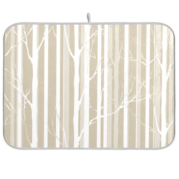 Iauyy Dish Drying Mat for Kitchen Counter, Super Absorbent & Hanging 16x18 / 18x24 Inch (S/M) White Vertical Stripes
