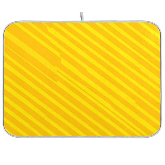 IAUYY 18 x 24 Inch Dish Drying Mat Dish Drying Mat Microfiber Kitchen Mats Large Counter Absorbent Dish Pad Drainer Rack Yellow Twill Stripe