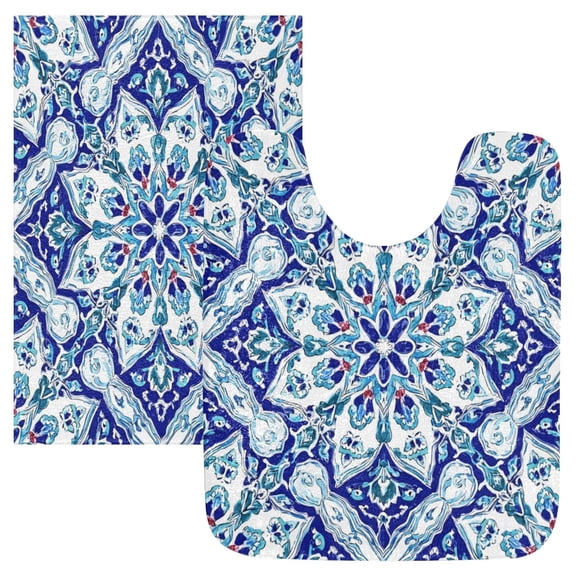 IAUYY 24x16 Inch Bath Mat Thick Soft Plush Shower Mat TPR Backing Material Non Slip Bath Mats for Bathroom for Tub Shower Hotel Blue As The Main Pattern