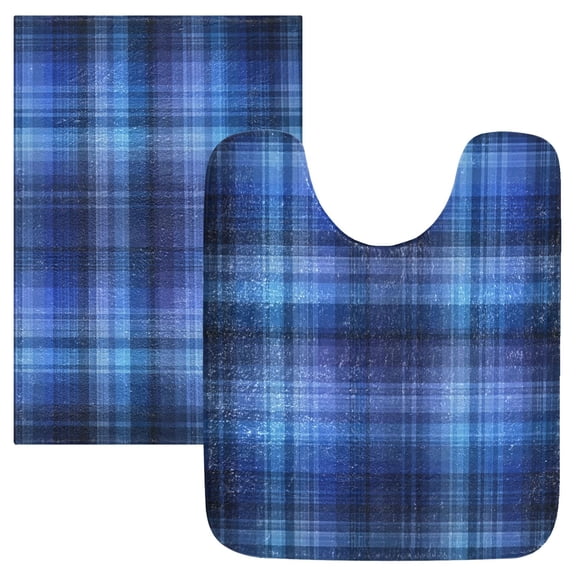 IAUYY 24x16 Inch Bath Mat Thick Soft Plush Shower Mat TPR Backing Material Non Slip Bath Mats for Bathroom for Tub Shower Hotel Consistent Blue Check Pattern