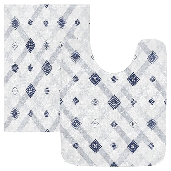 IAUYY 24x16 Inch Bath Mat Thick Soft Plush Shower Mat TPR Backing Material Non Slip Bath Mats for Bathroom for Tub Shower Hotel Diamond-patterned Fabric