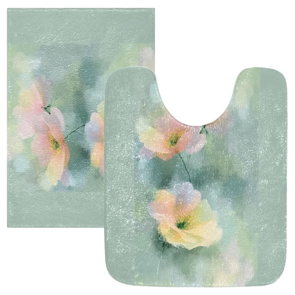 IAUYY 24x16 Inch Bath Mat Thick Soft Plush Shower Mat TPR Backing Material Non Slip Bath Mats for Bathroom for Tub Shower Hotel Pastel Floral Watercolor Style