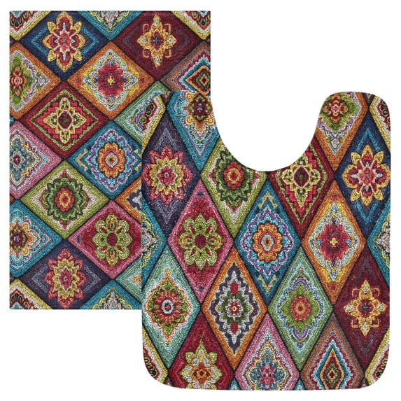 IAUYY 24x16 Inch Bath Mat Thick Soft Plush Shower Mat TPR Backing Material Non Slip Bath Mats for Bathroom for Tub Shower Hotel Samarian Style Pattern