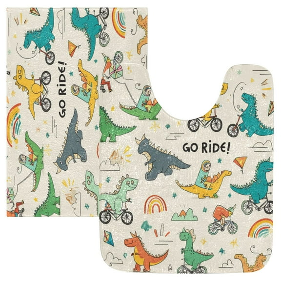 IAUYY 24x16 Inch Bath Mat Thick Soft Plush Shower Mat TPR Backing Material Non Slip Bath Mats for Bathroom for Tub Shower Hotel Cute Little Dinosaur