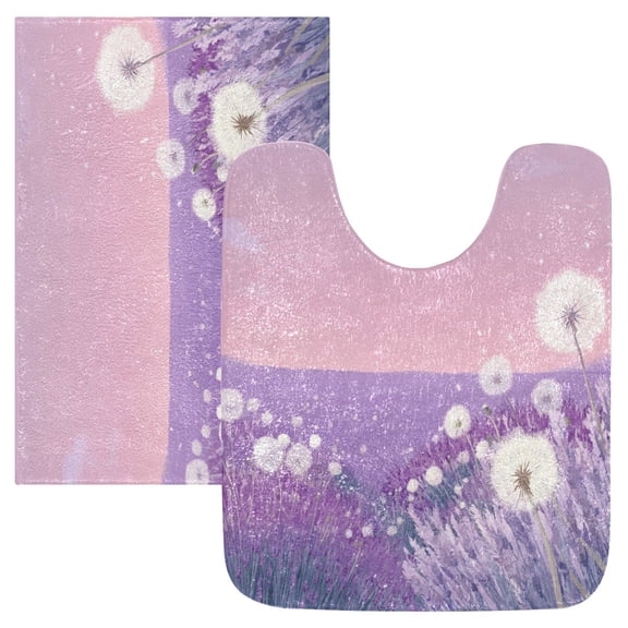 IAUYY 24x16 Inch Bath Mat Thick Soft Plush Shower Mat TPR Backing Material Non Slip Bath Mats for Bathroom for Tub Shower Hotel Lavender Field
