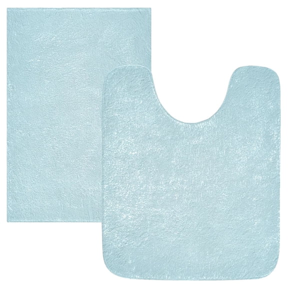 IAUYY 24x16 Inch Bath Mat Thick Soft Plush Shower Mat TPR Backing Material Non Slip Bath Mats for Bathroom for Tub Shower Hotel Minimalist Light Blue