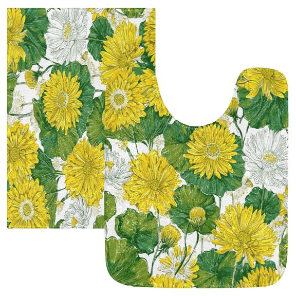 IAUYY 24x16 Inch Bath Mat Thick Soft Plush Shower Mat TPR Backing Material Non Slip Bath Mats for Bathroom for Tub Shower Hotel Water Lily Pattern