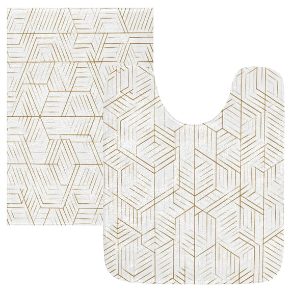 IAUYY 24x20 Inch Bath Mat Thick Soft Plush Shower Mat TPR Backing Material Non Slip Bath Mats for Bathroom for Tub Shower Hotel Geometric Art Deco Style