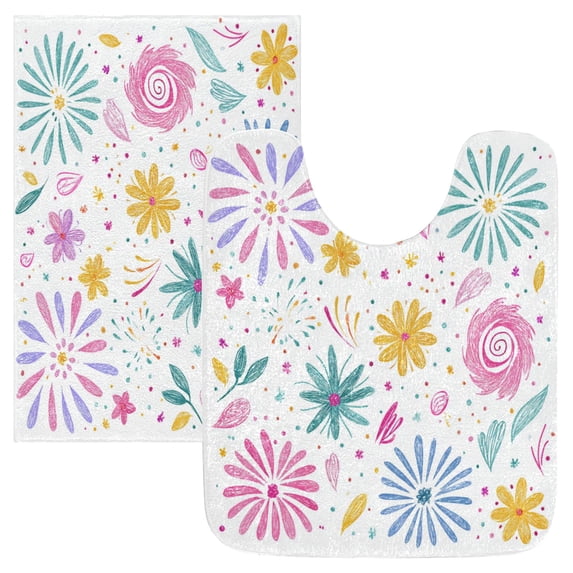 IAUYY 24x20 Inch Bath Mat Thick Soft Plush Shower Mat TPR Backing Material Non Slip Bath Mats for Bathroom for Tub Shower Hotel Hand-drawn Colorful Fireworks