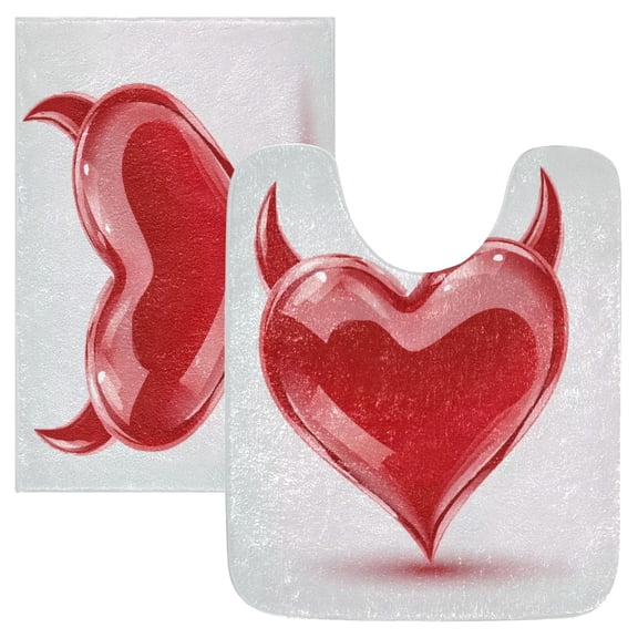 IAUYY 24x20 Inch Bath Mat Thick Soft Plush Shower Mat TPR Backing Material Non Slip Bath Mats for Bathroom for Tub Shower Hotel Heart-shaped with Devil Horns