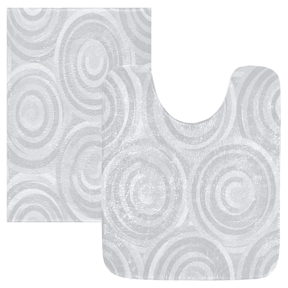 IAUYY 24x20 Inch Bath Mat Thick Soft Plush Shower Mat TPR Backing Material Non Slip Bath Mats for Bathroom for Tub Shower Hotel Light Gray Concentric Circles