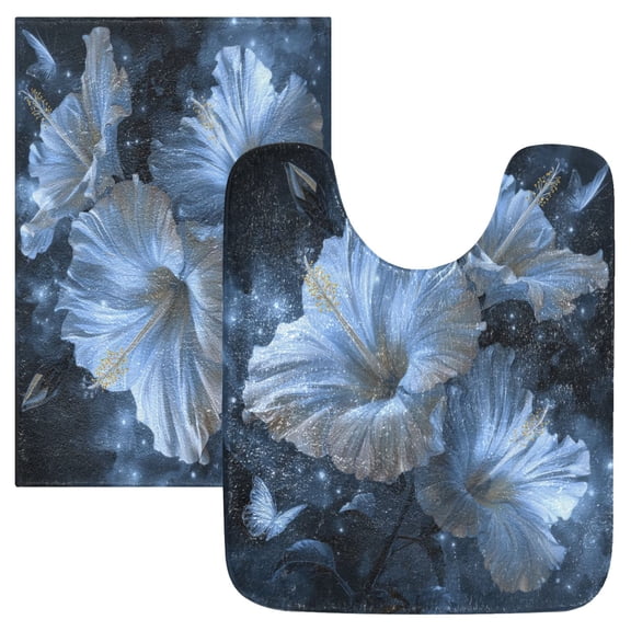 IAUYY 24x20 Inch Bath Mat Thick Soft Plush Shower Mat TPR Backing Material Non Slip Bath Mats for Bathroom for Tub Shower Hotel Luminous Flowers and Butterflies