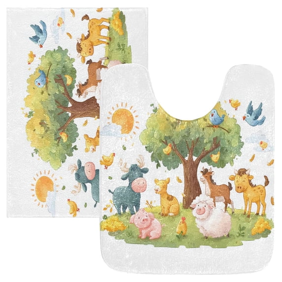IAUYY 24x20 Inch Bath Mat Thick Soft Plush Shower Mat TPR Backing Material Non Slip Bath Mats for Bathroom for Tub Shower Hotel Oak Trees on The Grass