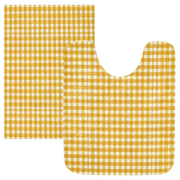IAUYY 24x20 Inch Bath Mat Thick Soft Plush Shower Mat TPR Backing Material Non Slip Bath Mats for Bathroom for Tub Shower Hotel Orange and White Checkered Pattern