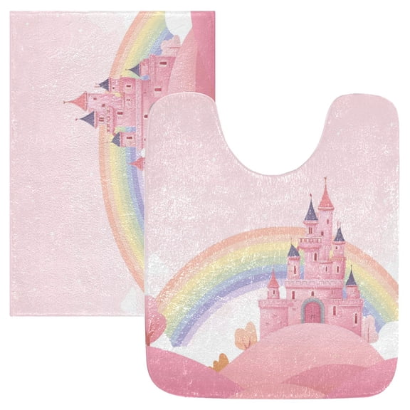 IAUYY 24x20 Inch Bath Mat Thick Soft Plush Shower Mat TPR Backing Material Non Slip Bath Mats for Bathroom for Tub Shower Hotel Castle and Rainbow