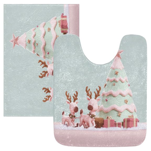 IAUYY 24x20 Inch Bath Mat Thick Soft Plush Shower Mat TPR Backing Material Non Slip Bath Mats for Bathroom for Tub Shower Hotel Clay-style Reindeer