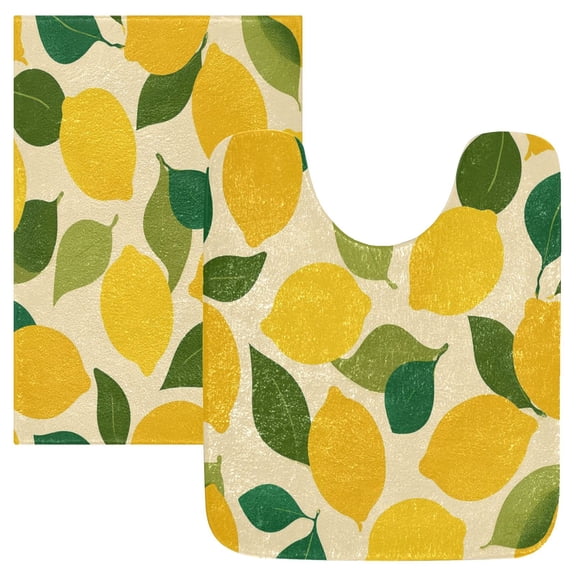IAUYY 24x20 Inch Bath Mat Thick Soft Plush Shower Mat TPR Backing Material Non Slip Bath Mats for Bathroom for Tub Shower Hotel Lemon Pattern