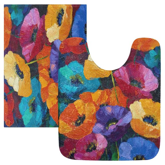 IAUYY 24x20 Inch Bath Mat Thick Soft Plush Shower Mat TPR Backing Material Non Slip Bath Mats for Bathroom for Tub Shower Hotel Pointillism Technique