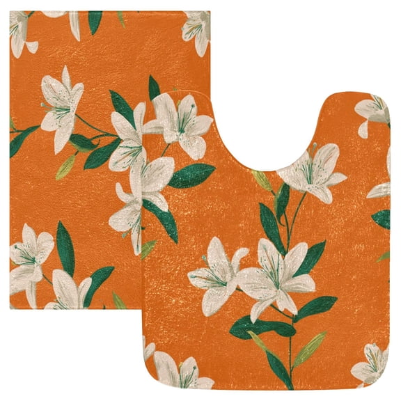 IAUYY 24x20 Inch Bath Mat Thick Soft Plush Shower Mat TPR Backing Material Non Slip Bath Mats for Bathroom for Tub Shower Hotel The Green Lily Flower