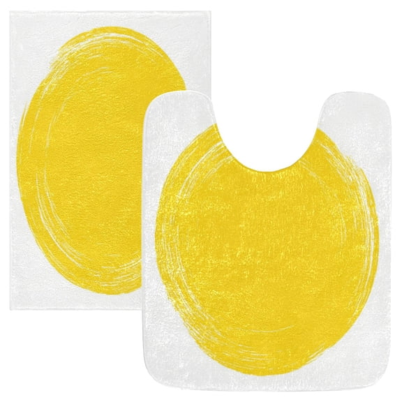 IAUYY 24x20 Inch Bath Mat Thick Soft Plush Shower Mat TPR Backing Material Non Slip Bath Mats for Bathroom for Tub Shower Hotel Yellow Simple Circle