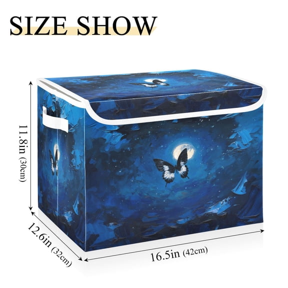 IAUYY 42*32*30cm Storage Bin with Lid Storage Boxes with Handles,300D Oxford Fabric+Hollow Board Applicable to Clothes Storage Office Storage,A Flying in The Night Sky