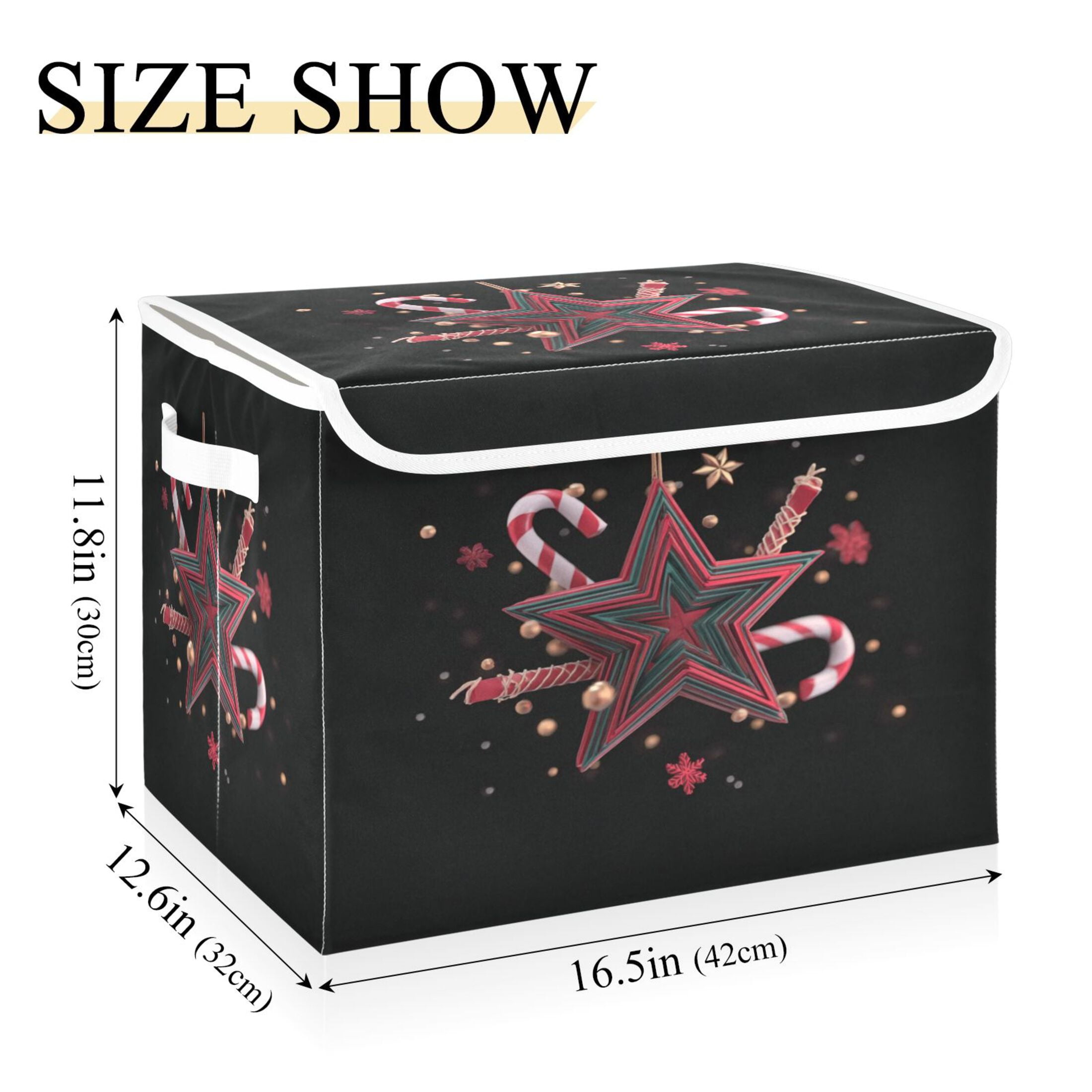 IAUYY 42*32*30cm Storage Bin with Lid Storage Boxes with Handles,300D Oxford Fabric+Hollow Board Applicable to Clothes Storage Office Storage,Black Background Lighting Effect