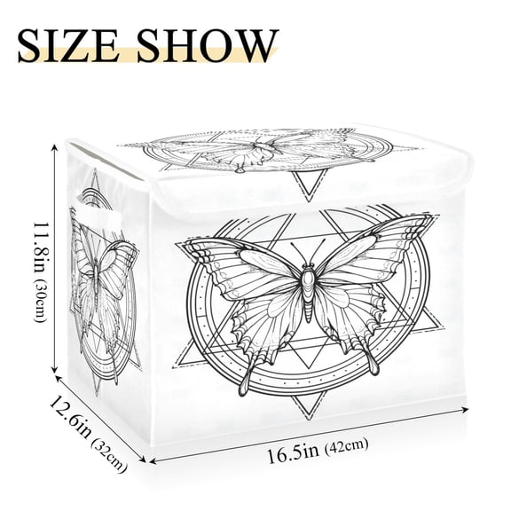 IAUYY 42*32*30cm Storage Bin with Lid Storage Boxes with Handles,300D Oxford Fabric+Hollow Board Applicable to Clothes Storage Office Storage,Black and White Colors