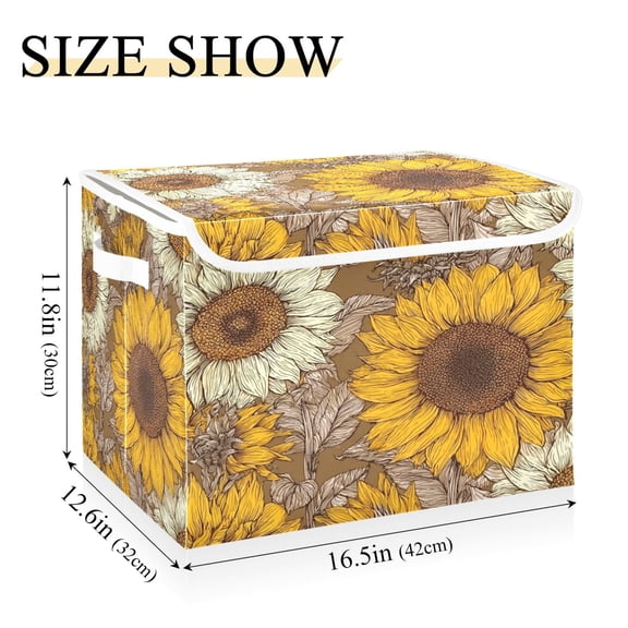 IAUYY 42*32*30cm Storage Bin with Lid Storage Boxes with Handles,300D Oxford Fabric+Hollow Board Applicable to Clothes Storage Office Storage,Brown Color Scheme