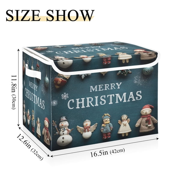 IAUYY 42*32*30cm Storage Bin with Lid Storage Boxes with Handles,300D Oxford Fabric+Hollow Board Applicable to Clothes Storage Office Storage,Christmas Scene