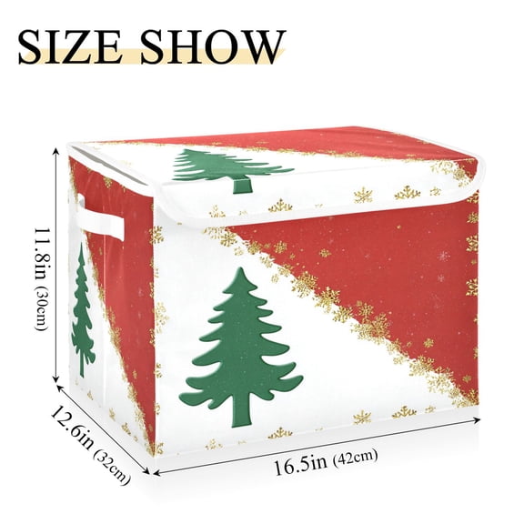 IAUYY 42*32*30cm Storage Bin with Lid Storage Boxes with Handles,300D Oxford Fabric+Hollow Board Applicable to Clothes Storage Office Storage,Decorated with Golden Snowflakes