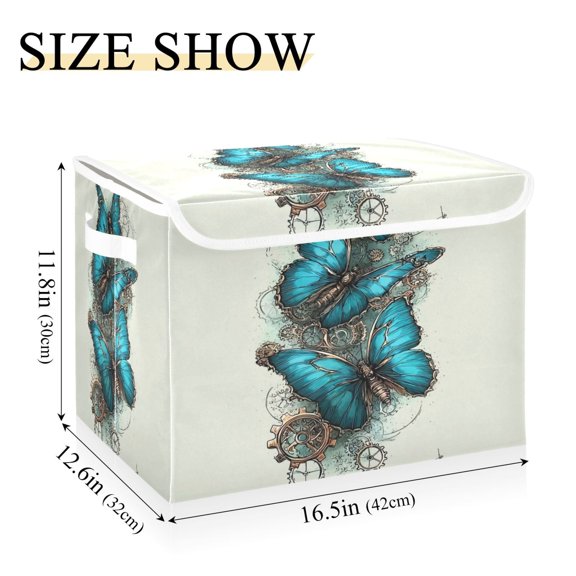 IAUYY 42*32*30cm Storage Bin with Lid Storage Boxes with Handles,300D Oxford Fabric+Hollow Board Applicable to Clothes Storage Office Storage,Gears and Complex Details